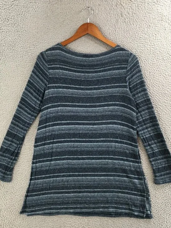 J. Jill Tunic Top Womens Small Petite Long Sleeve Casual Knit Striped Multicolor - Picture 2 of 8